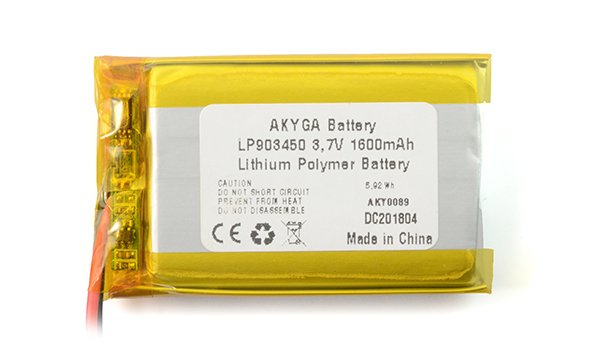 Baterie Akyga 3,7 V 1600 mAh Li-Pol - kabely 150 mm