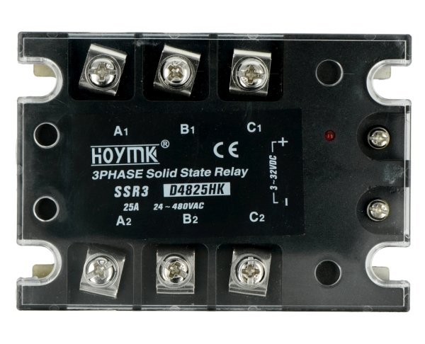 Třífázové polovodičové relé SSR HOYMK D4825HK 3x25A.