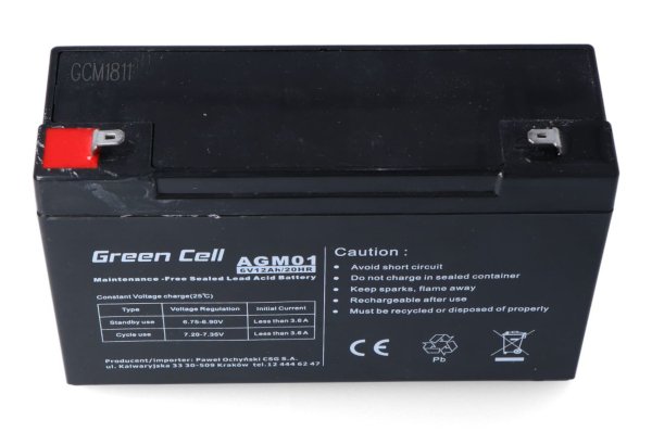 Baterie AGM Green Cell 6 V 12 Ah