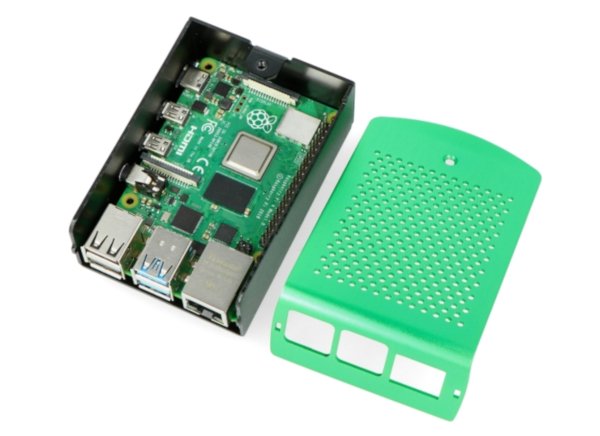 Hliníkové pouzdro pro Raspberry Pi 4B Vesa - zelené LT-4B01-A