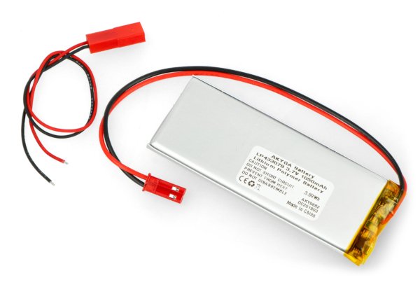 Akyga 1050mAh 1S 3,7 V Li-Pol baterie - konektor JST-BEC + zásuvka - 78x30x4,3mm