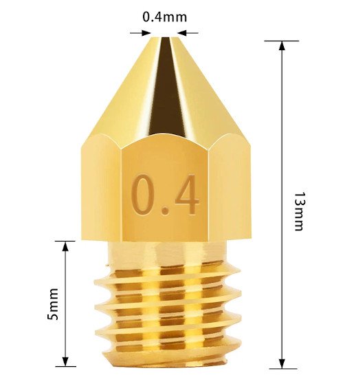 Tryska Creality 0,4 mm - vlákno 1,75 mm - měď