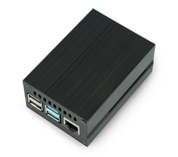 Pouzdro pro Raspberry Pi 4B s ventilátorem - kovové - černé