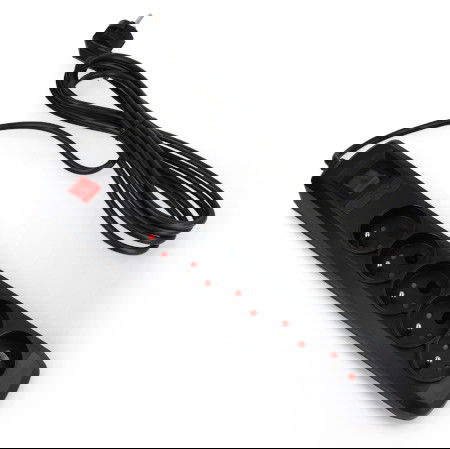 Prodlužovací kabel Armac A5 černý s ochranou - 5 zásuvek - 3 m