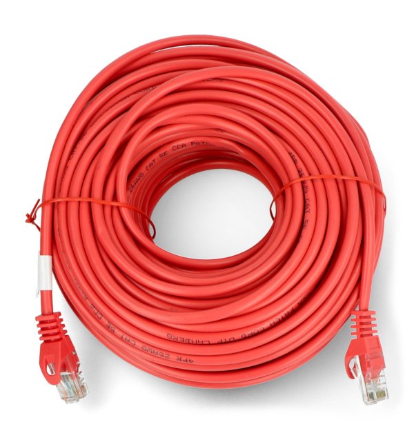 Lanberg Ethernet Patchcord UTP 5e 30 m Fluke Passed - červený