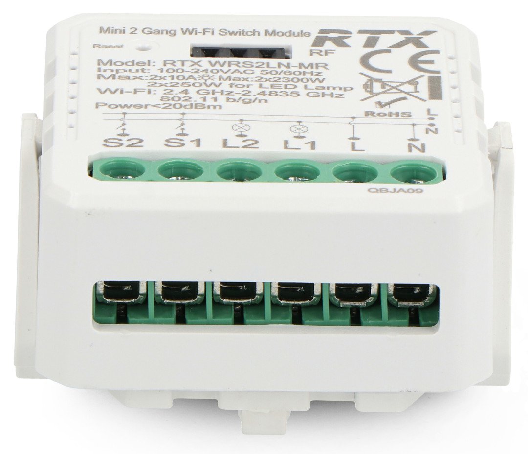 Przekaźnik do komunikacji wykorzystuje połączenie WiFi o częstotliwości 2,4 GHz zgodnie ze standardem 802.11 b/g/n.