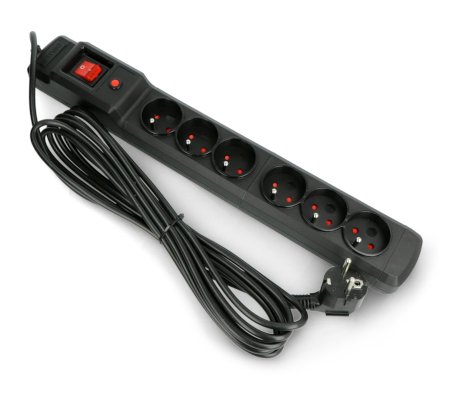 Prodlužovací kabel se zabezpečením Armac Multi M6 černý - 6 zásuvek - 3 m