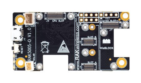 Základní deska WisBlock Base Board se dvěma signalizačními LED diodami.
