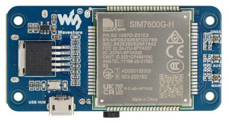 SIM7600G-H 4G HAT (B) – překrytí GNSS / LTE 4G / 3G / 2G pro Raspberry Pi - Waveshare 19485