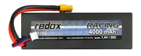 Li-Pol Redox Racing 4000 mAh 35C 2S 7,4 V – pevné pouzdro