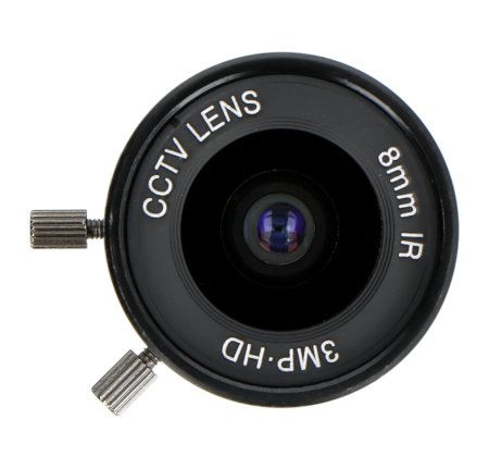8mm objektiv CS-Mount s manuálním nastavením ostření.