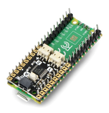 Motor SHIM - motorový ovladač s Raspberry Pi Pico. Deska Raspberry Pi Pico není součástí dodávky, je nutné ji zakoupit samostatně