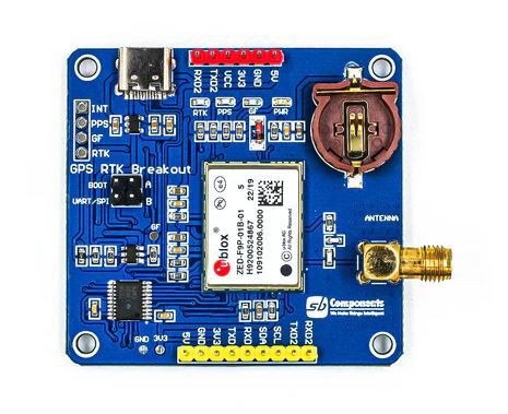 GPS-RTK HAT modul se systémem GNSS ZED-F9P - překrytí pro Raspberry Pi - SB Components 25961