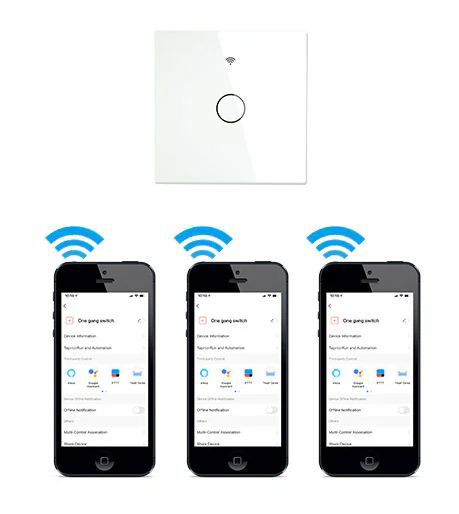 Tuya - dotykový nástěnný vypínač - WiFi / Bluetooth - 1-kanálový - Moes WRS-EU1-WH-MS