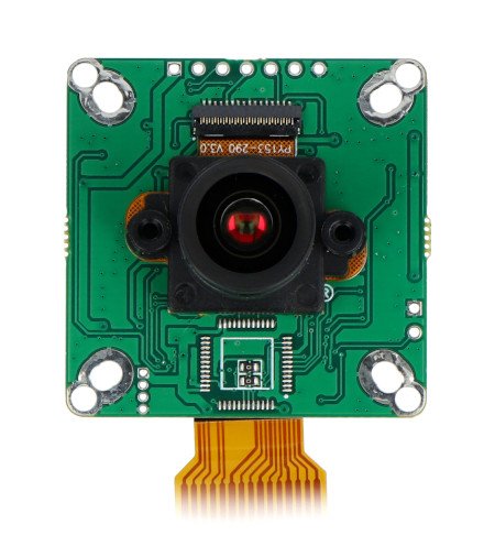 2 MPx IMX290 Color Ultra Low Light modul kamery leží na bílém pozadí.
