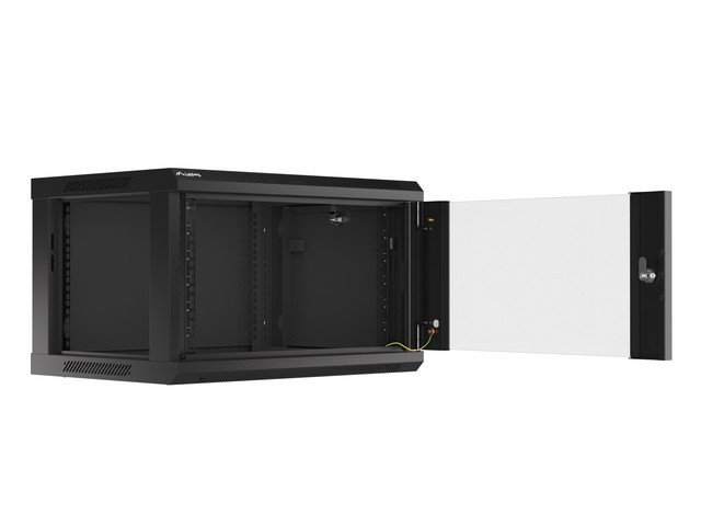 Závěsná racková instalační skříň - 19'' 6U 600 x 450 mm - černá - Lanberg WF01-6406-10B