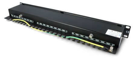 Patch Panel 24-portový stíněný - pro 19'' serverové racky - 1U kat. FTP - černý - Lanberg PPS5-1024-B