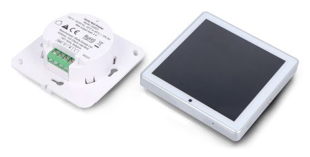 Nástěnný displej Shelly – inteligentní ovládací panel s 5A přepínačem a barevným displejem WiFi/Bluetooth – bílý