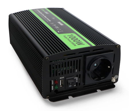 Green Cell DC/AC step-up měnič 12 V DC / 230 V AC 1000 W / 2000 W - s modifikovanou sinusovkou - automobilový