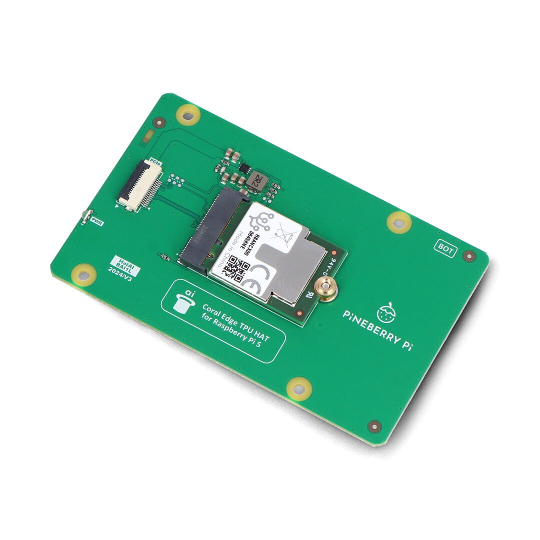 Pineberry Pi Hat AI! - Coral TPU PCIe M.2 E-key adaptér pro Raspberry Pi 5