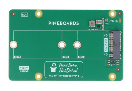 Pineberry Pi HatDrive! Bottom - adapter NVMe 2230, 2242, 2280 do Raspberry Pi 5
