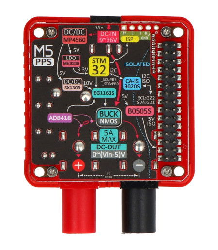 PPS Modul 13.2 - programovatelný napájecí modul - snížení 0,5 V - 30 V / 5 A - pro M5Stack Core - M5Stack M137