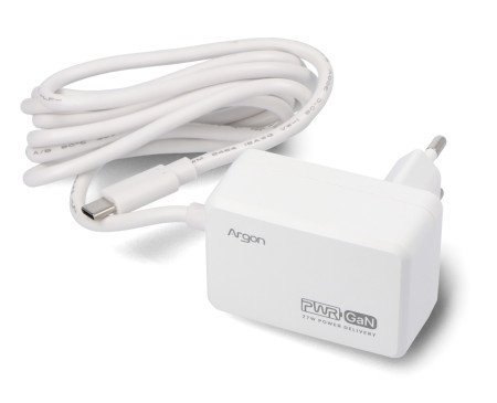 Argon40 27 W USB C zdroj - 5,1 V / 5 A pro Raspberry Pi 5 - bílý