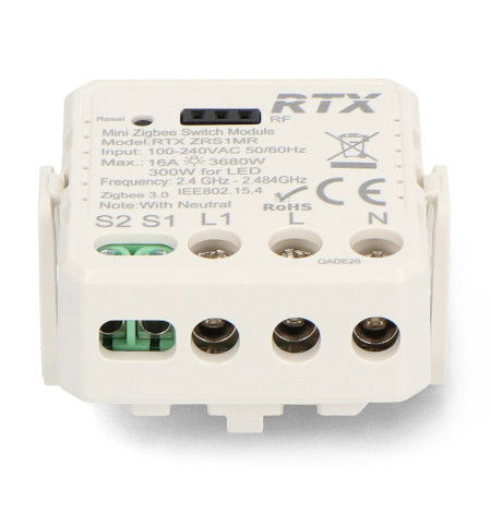 Tuya - jednokanálové mini relé 16 A - ZigBee - Android / iOS aplikace - RTX ZRS1M