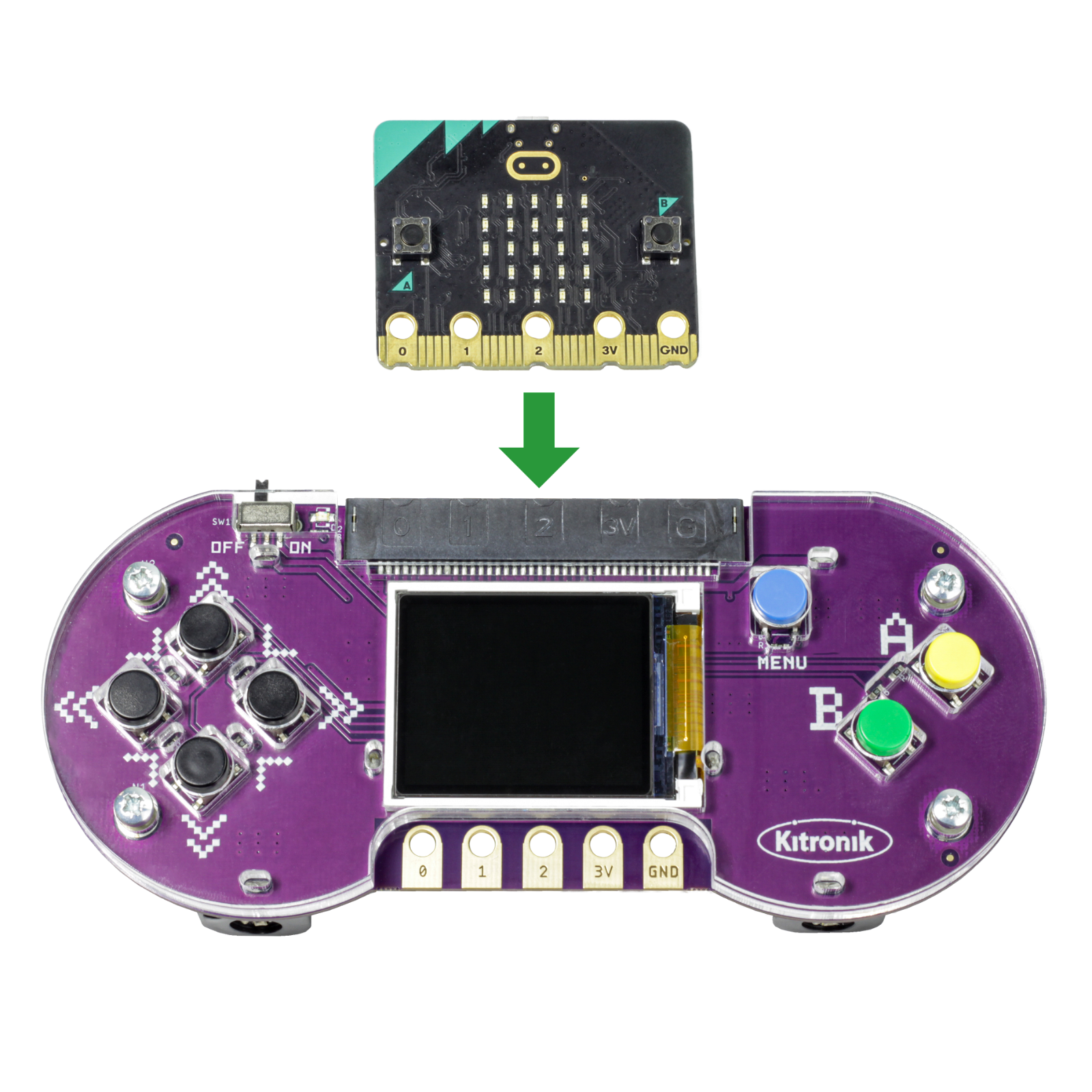 ARCADE konzole pro BBC micro:bit a MakeCode Arcade - programovatelný gamepad - Kitronik 56116