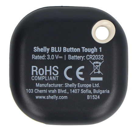 Shelly Blu Button Tough 1 - Bluetooth akční tlačítko a tlačítko pro aktivaci scény - černé