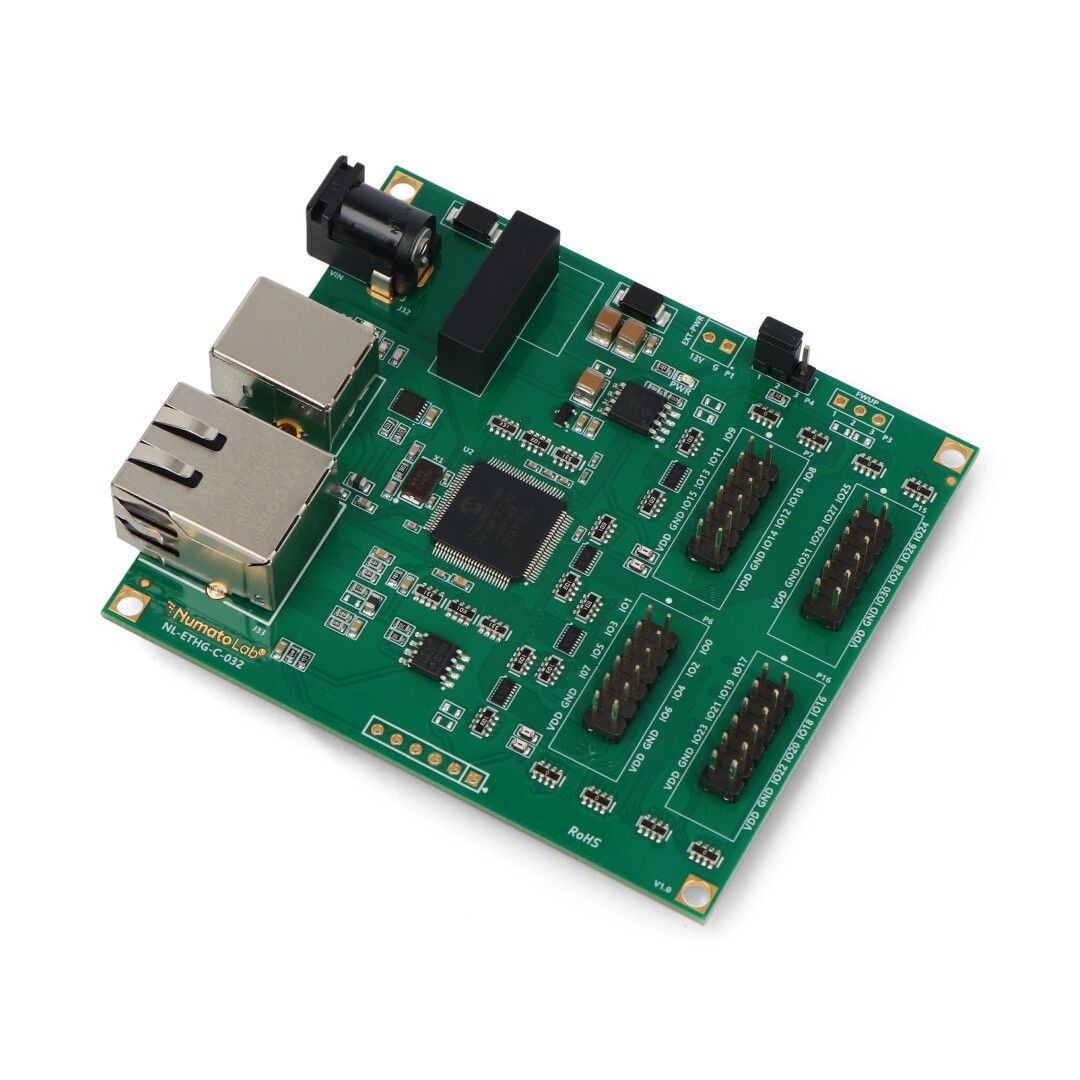 Numato Lab – 32kanálový Ethernet GPIO modul s analogovými vstupy – Horní konektory – NLETHGC032-HT