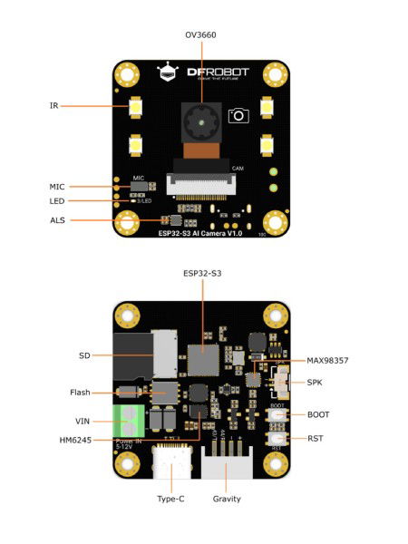 Modul AI kamery ESP32-S3 - OV3660 2MPx - WiFi / Bluetooth - DFRobot DFR1154