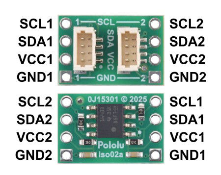 ISO1640 - Obousměrný I2C izolátor - JST SH 4kolíkový - 3 - 5,5 V / 2,25 - 5,5 V - Pololu 5391
