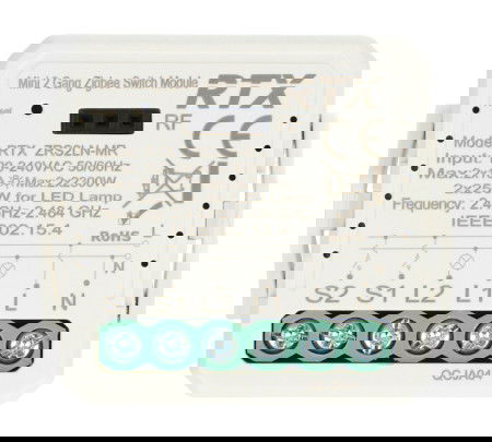 Tuya - 2kanálové mini relé 10A - ZigBee - aplikace pro Android / iOS - RTX ZRS2LN-MR