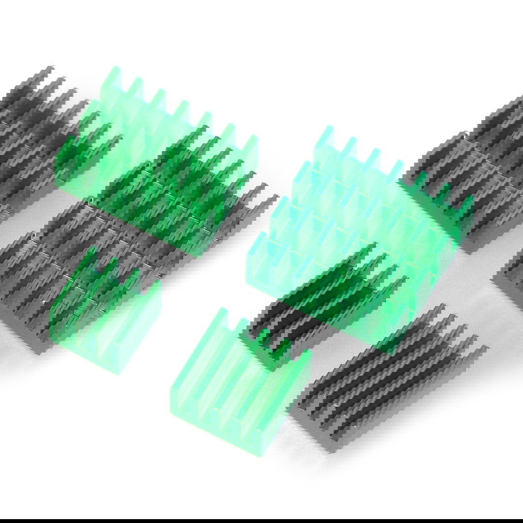 Sada chladičů pro Raspberry Pi 4 - zelená s tepelnou páskou - 4dílná.