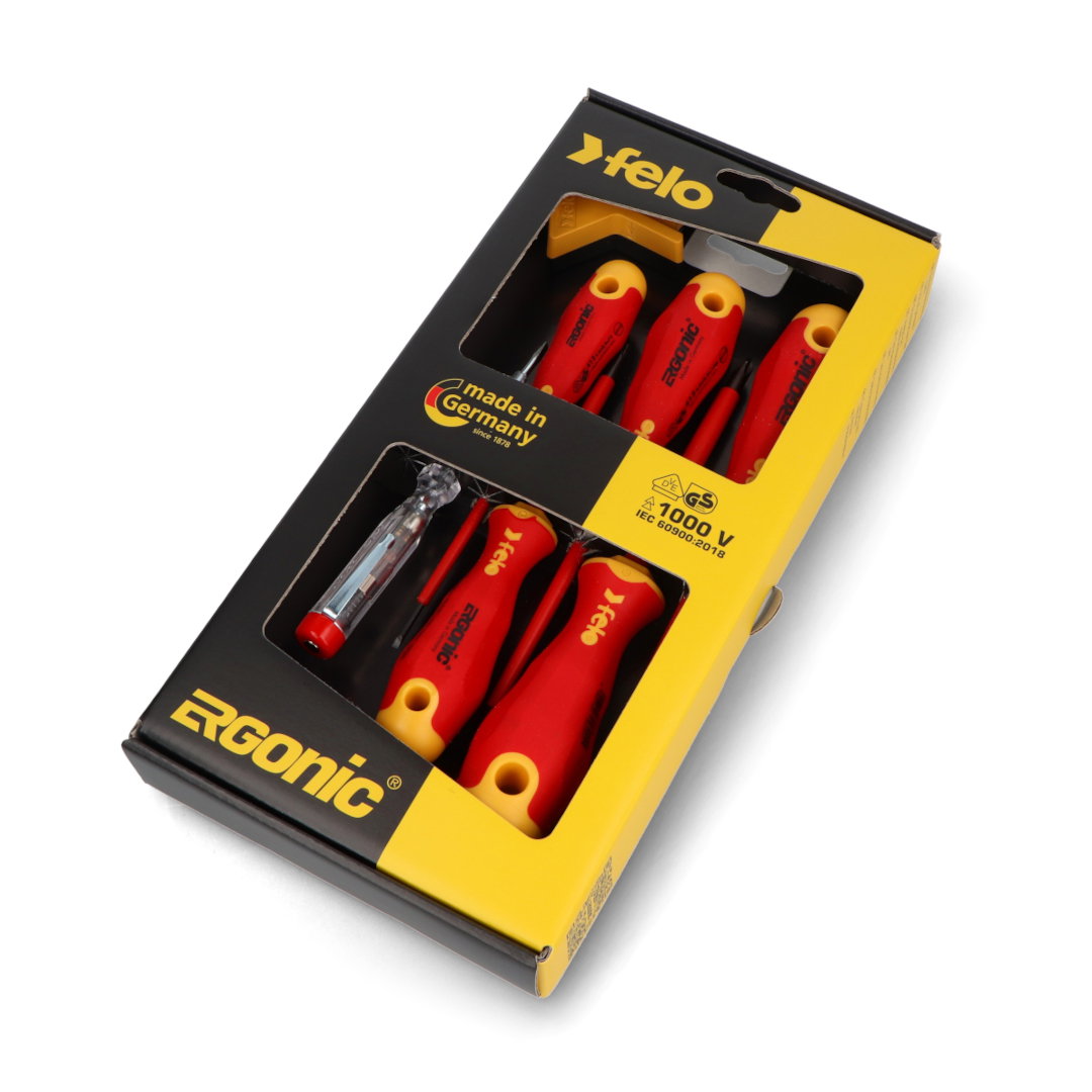 Sada ergonomických izolovaných šroubováků VDE + tester + magnetizér Felo 41396399 - 7dílná.