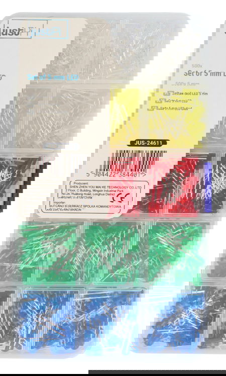 Sada 5mm LED diod - justPi - 500 ks + organizér