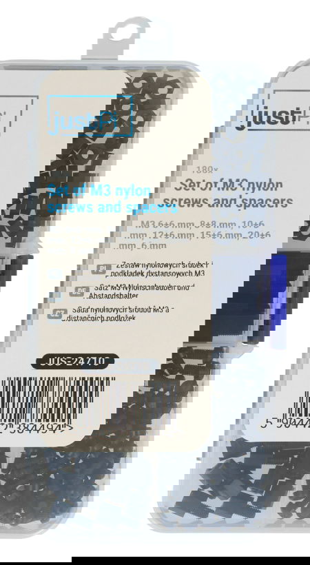 Sada nylonových šroubů M3 a podložek - 180 ks - justPi