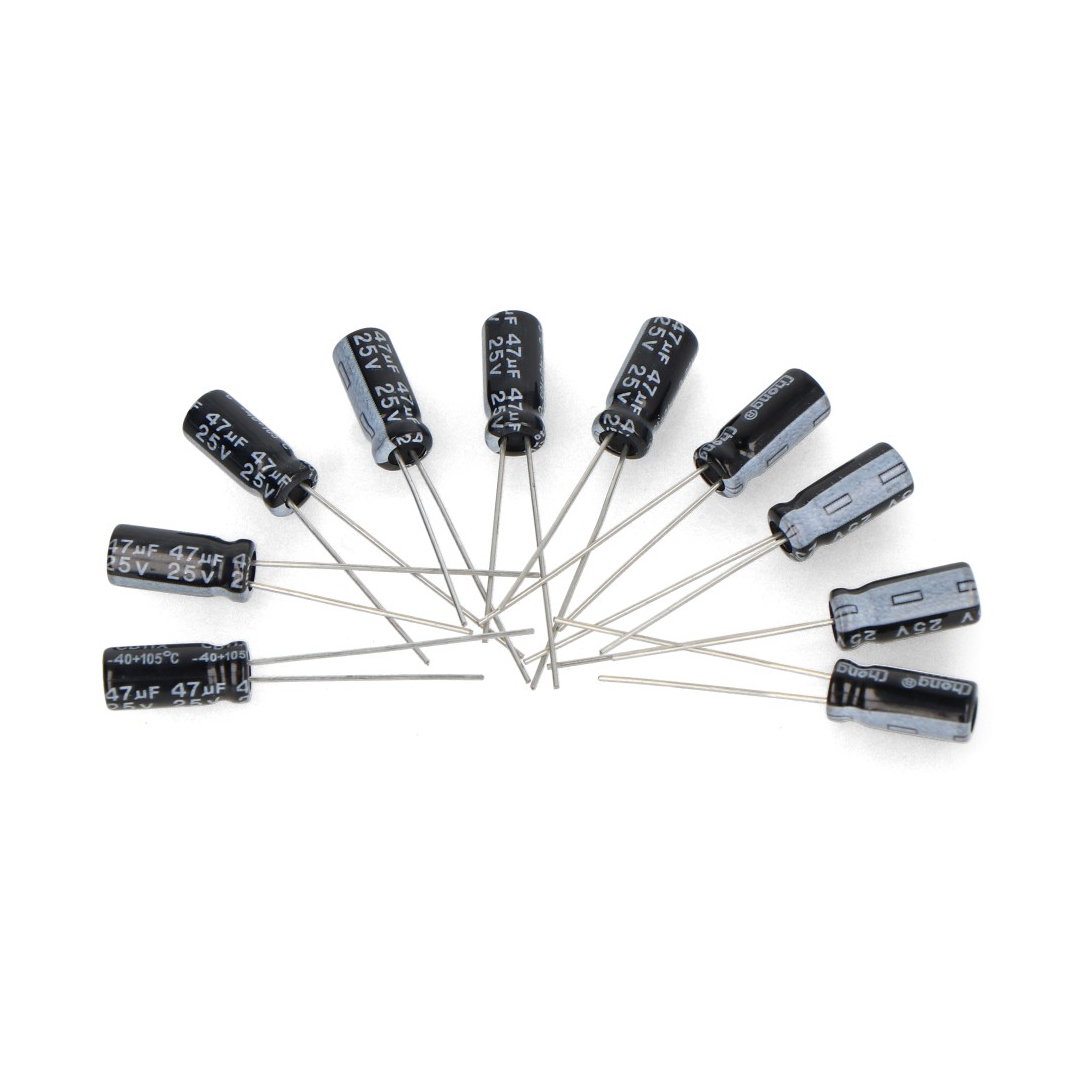 Elektrolytický kondenzátor 47 uF / 25 V 5x11 mm 105C THT - 10 ks.
