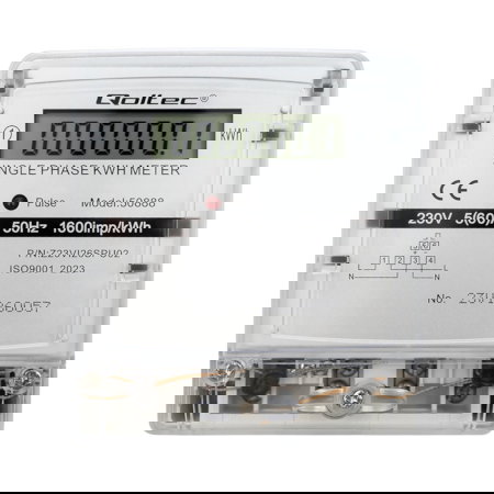 Jednofázový měřič spotřeby energie 230 V na DIN lištu - Qoltec 50888