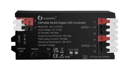Ovladač pro adresovatelné RGB WiFi LED pásky a stuhy - ESP8266 - WLED - GL-C-014WL