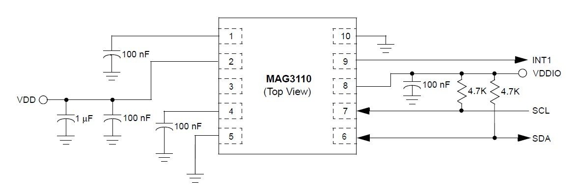 Schemat podłączenia akcelerometru MAG3110